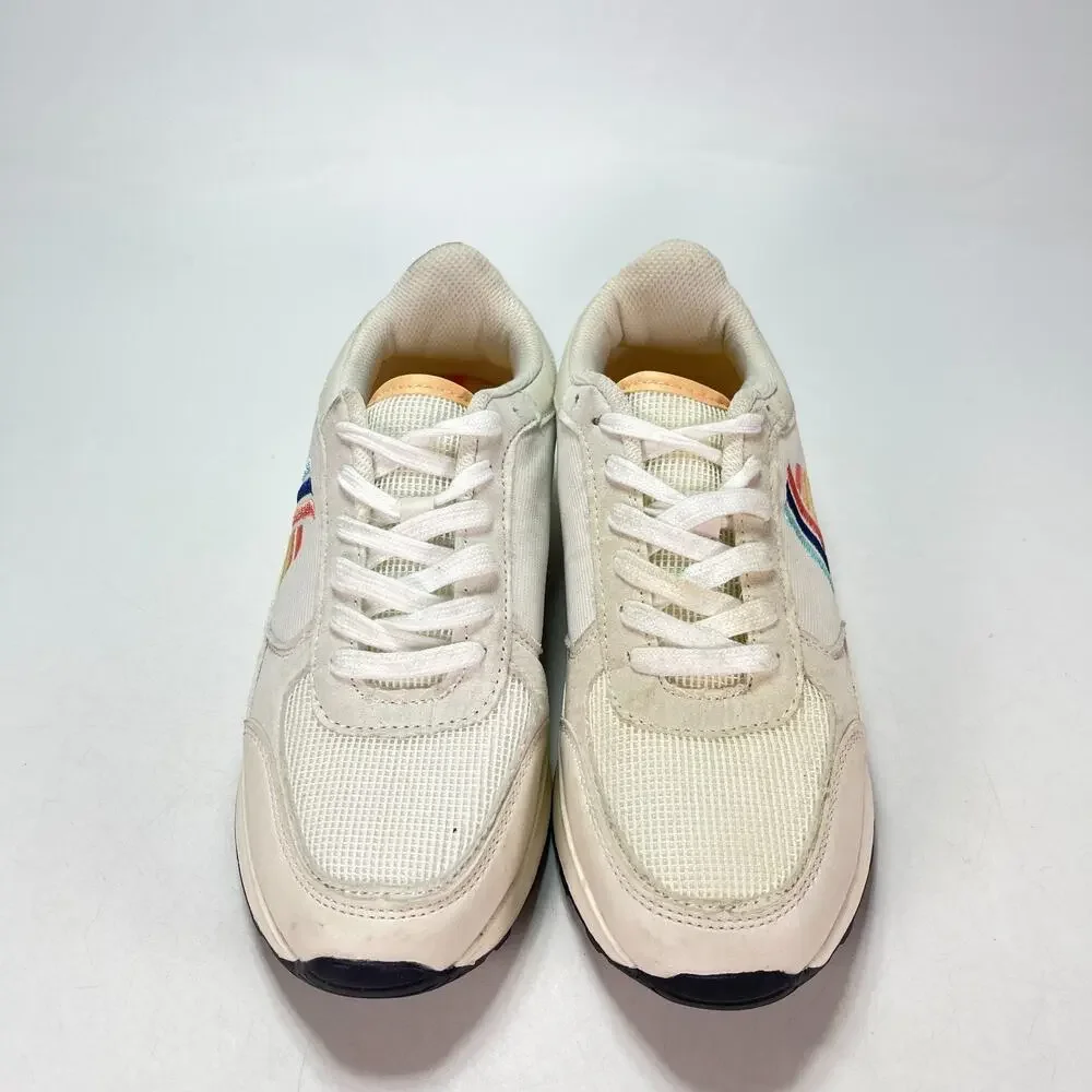 Aldi Gear White Multi Retro Lace Up Lifestyle Walking Sneakers Women's Size 8